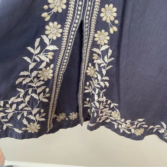 PureJill Linen Embroidered Maxi Dress, Like New Condition, Size S - Picture 6 of 8